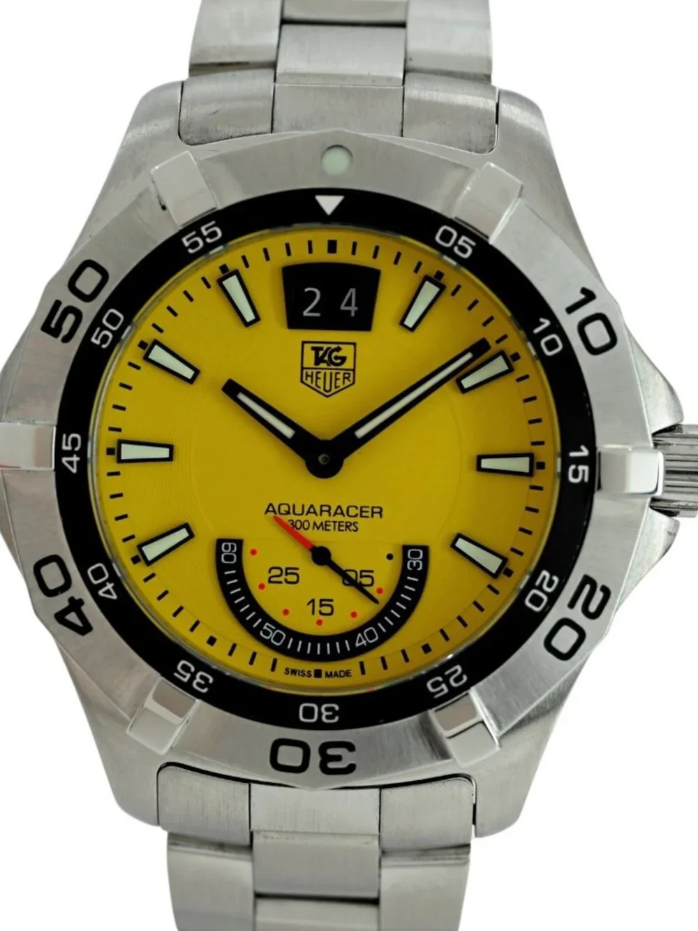 Tag Heuer 41mm Men's Aquaracer Yellow Dial 300M Quartz Dive Watch! Ref: WAF1012!